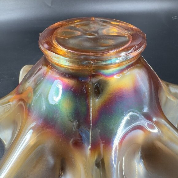 Carnival Glass Iridescent Marigold Bonbon Compote Dish Footed Bowl Glass VTG - Picture 9 of 16